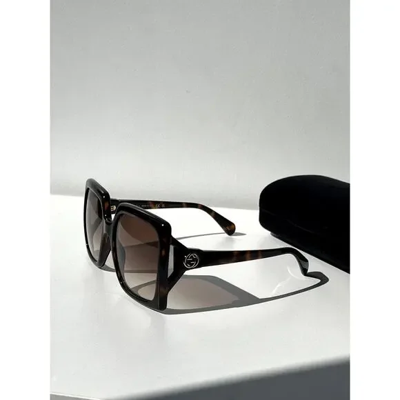 NEW Gucci GG0876S Havana Brown Square Oversized Sunglasses - Picture 4 of 8